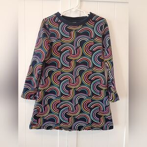 Hanna Andersson Navy Dress with Colorful Arc Design